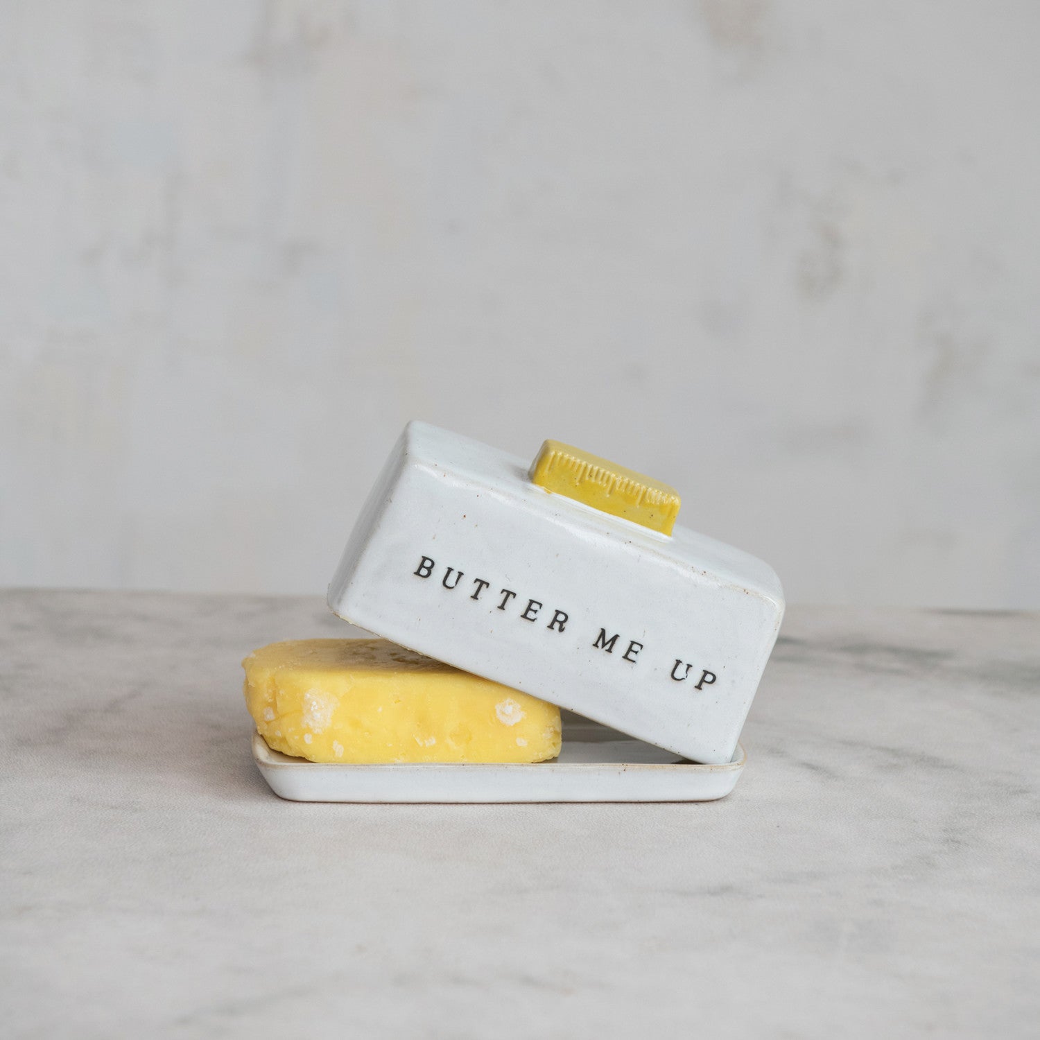 Stoneware "Butter Me Up" Butter Dish
