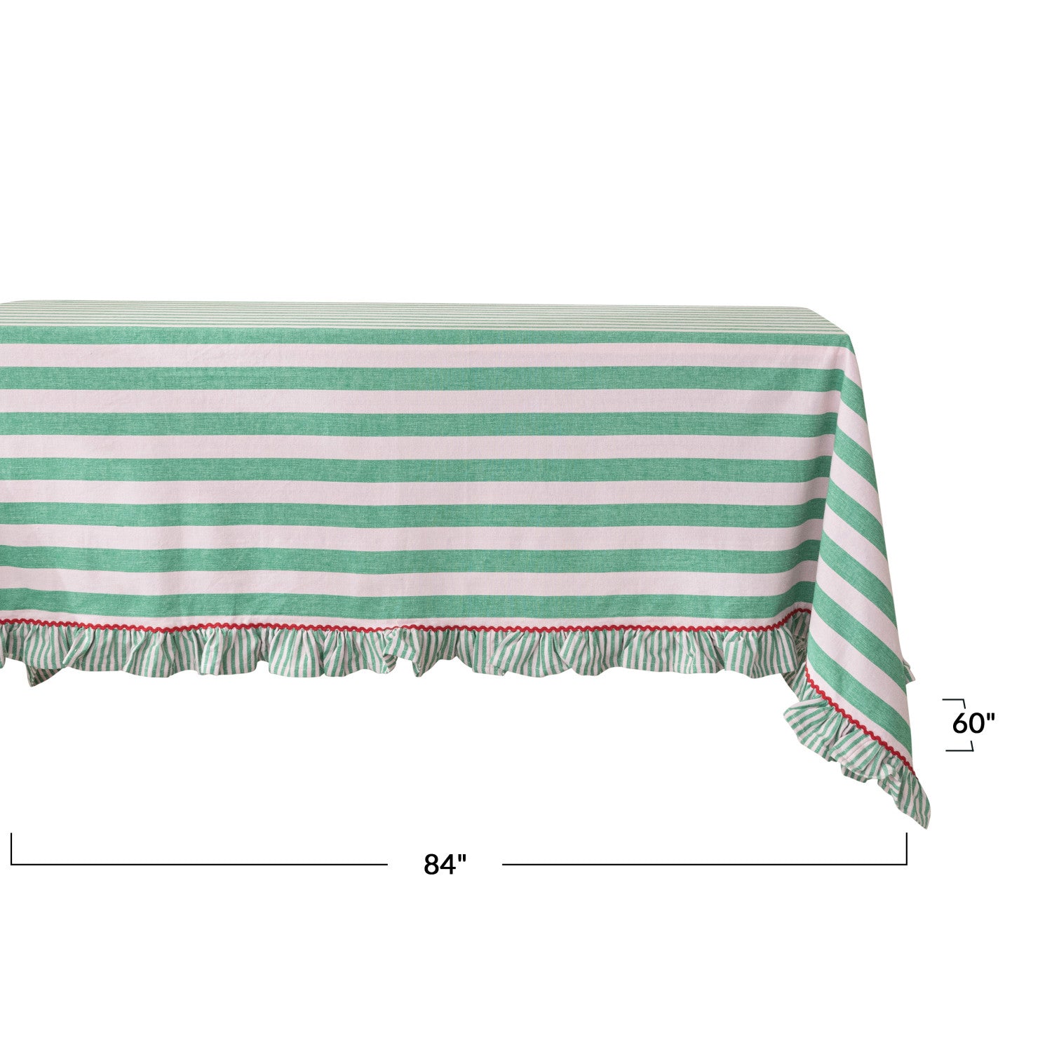 Woven Cotton Striped Tablecloth with Ruffle