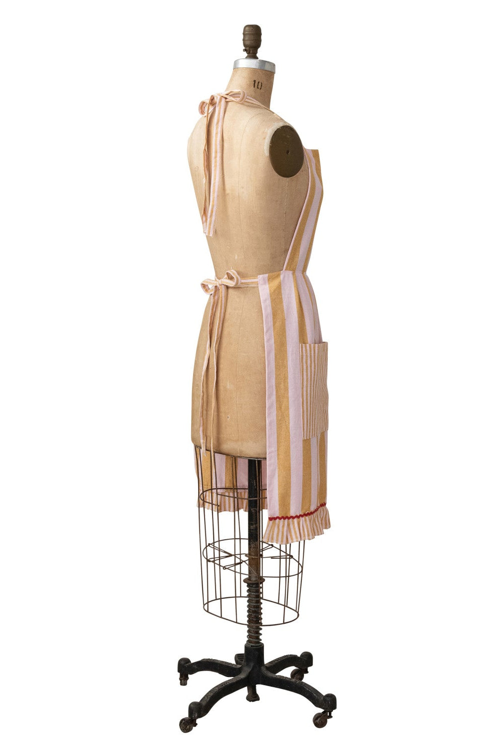 Woven Cotton Striped Apron with Ruffle