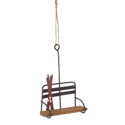 Ski Chair Lift Ornament with Skis