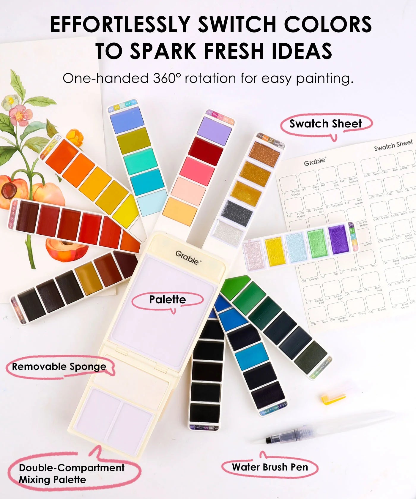 Foldable Watercolor Set With Water Brush