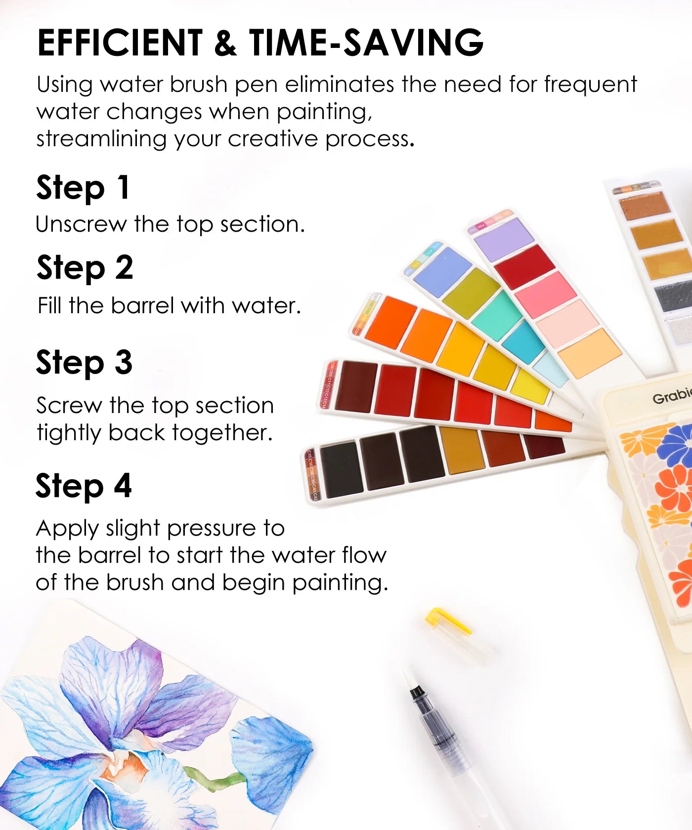 Foldable Watercolor Set With Water Brush