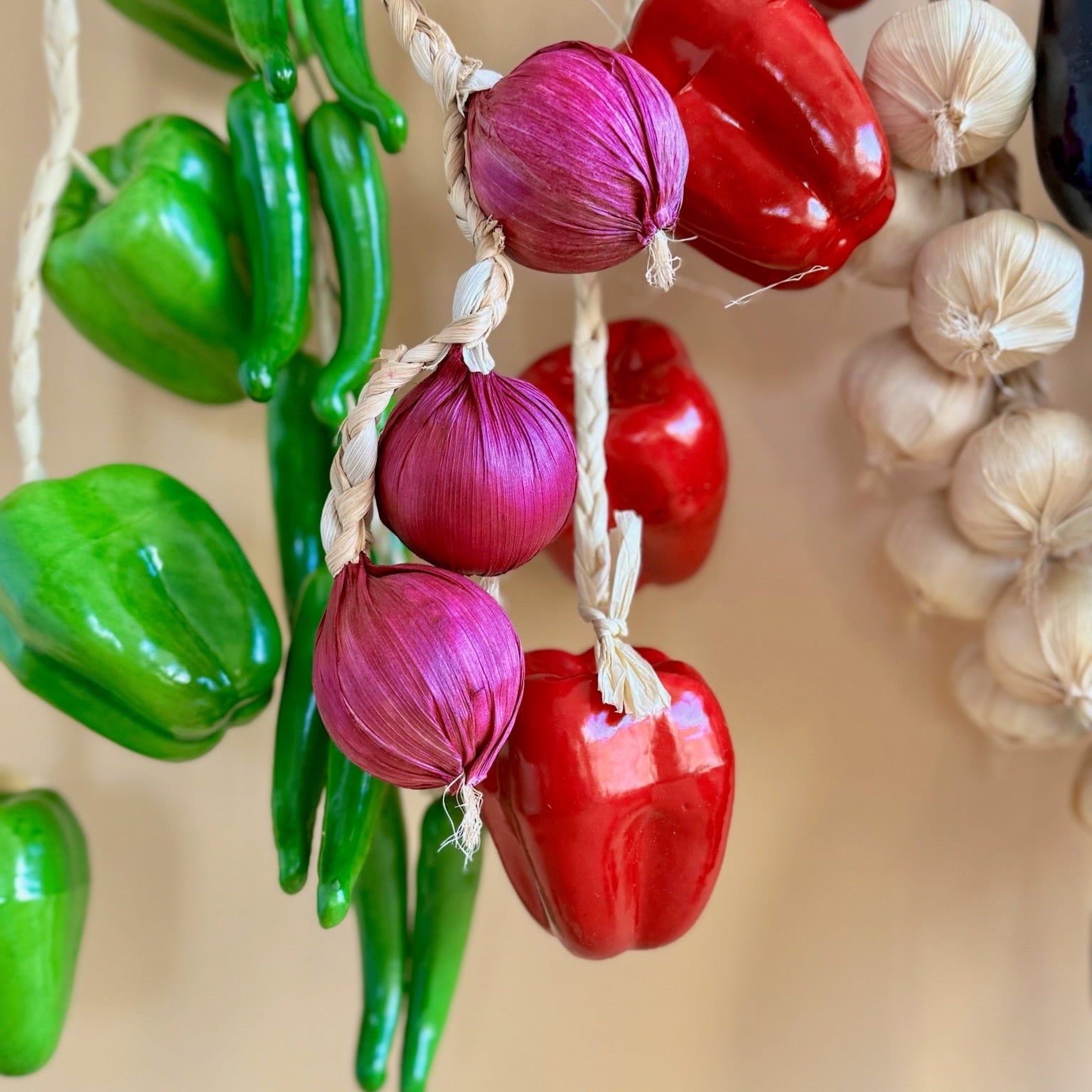 String of Green Peppers