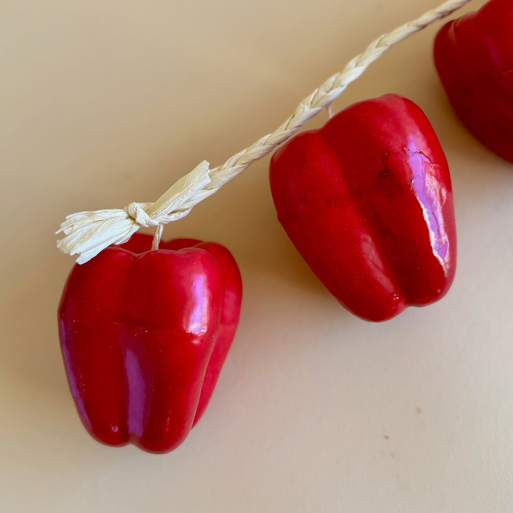 String of Red Bell Peppers