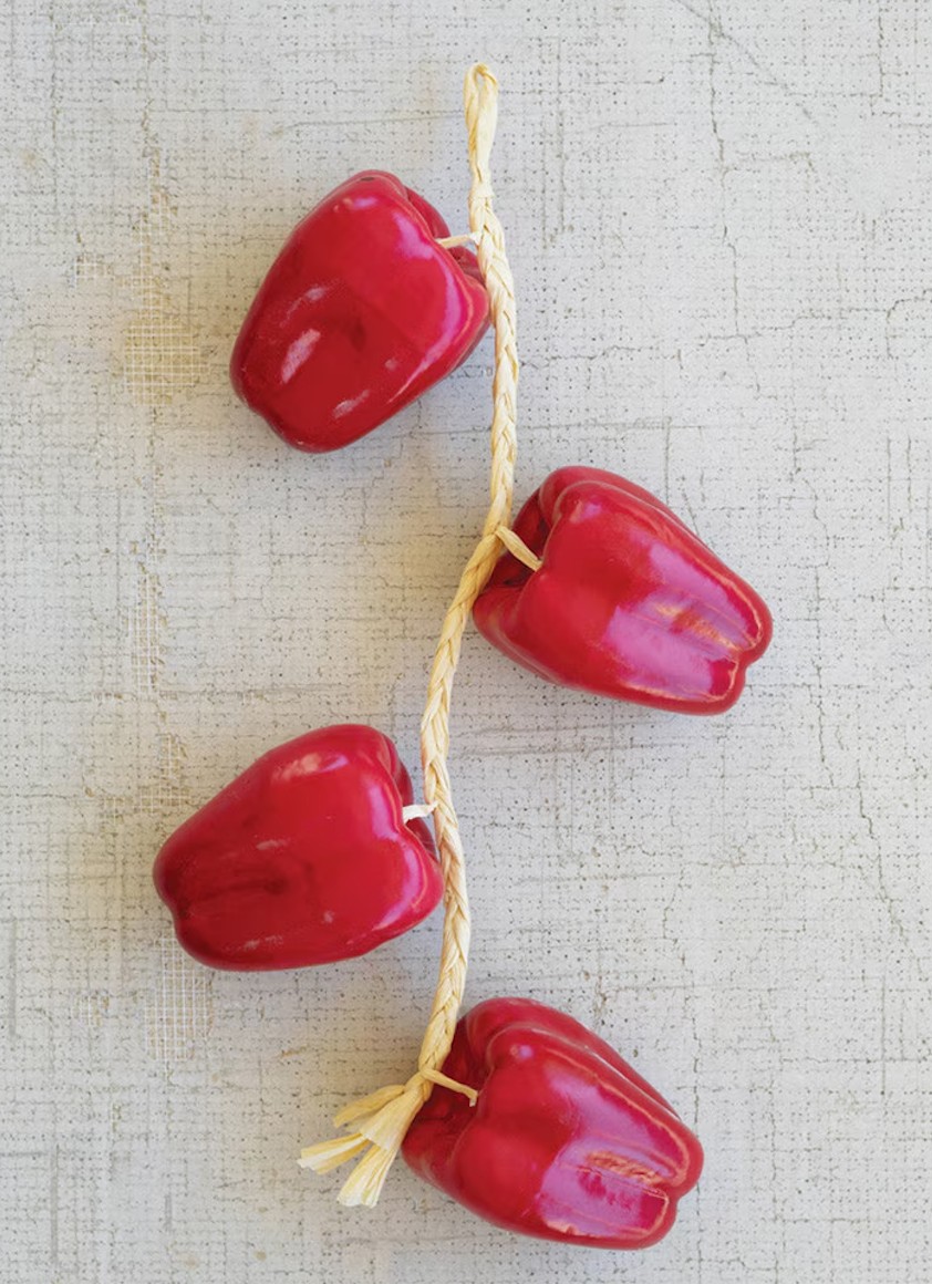 String of Red Bell Peppers