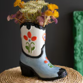 Ceramic Cowboy Boot Vase