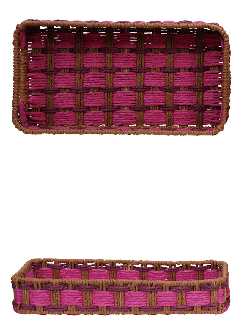 Decorative Woven Paper Rope Tray with Handles