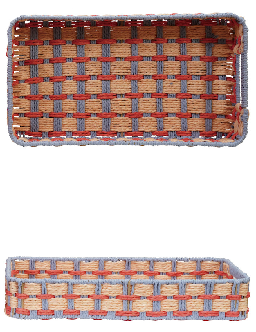 Decorative Woven Paper Rope Tray with Handles