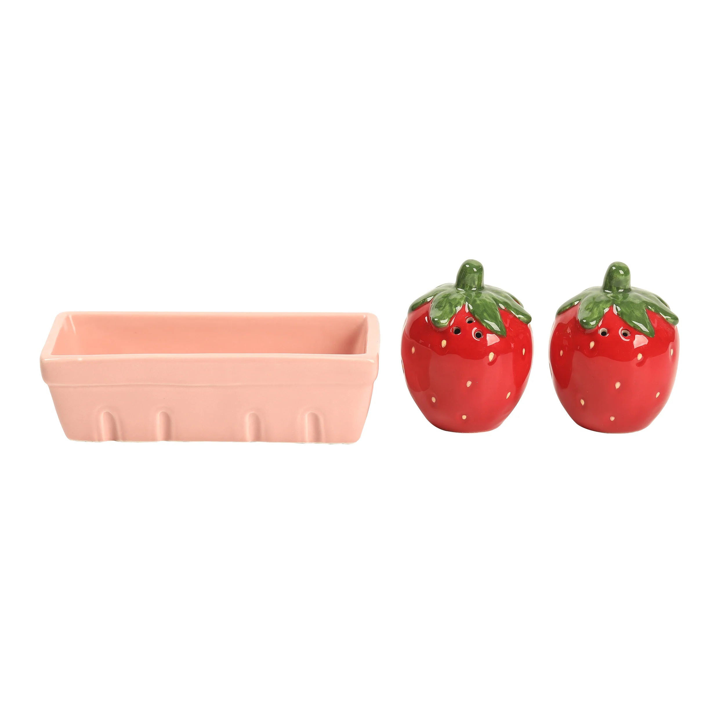 Strawberry Salt and Pepper Shaker with Basket