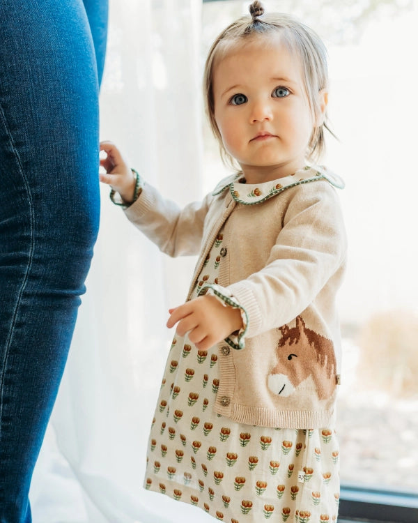 Horse Jacquard Sweater Knit Cardigan