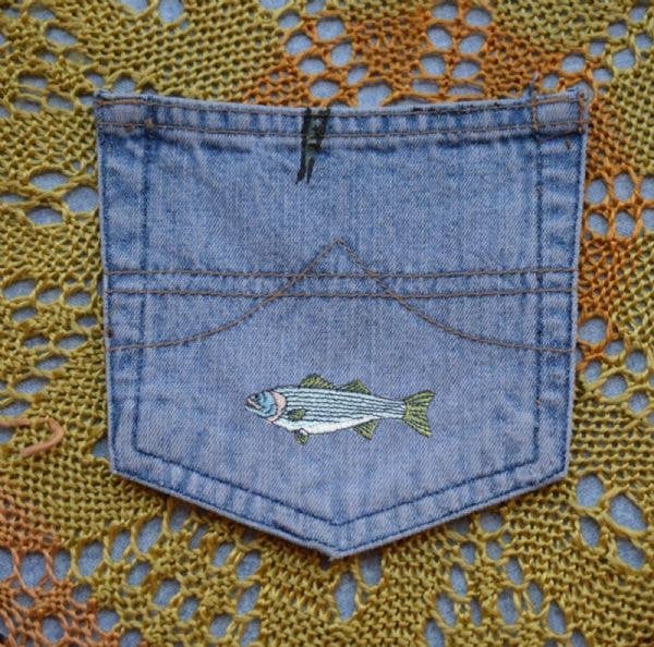 Iron on Patch: Striped Bass Fish