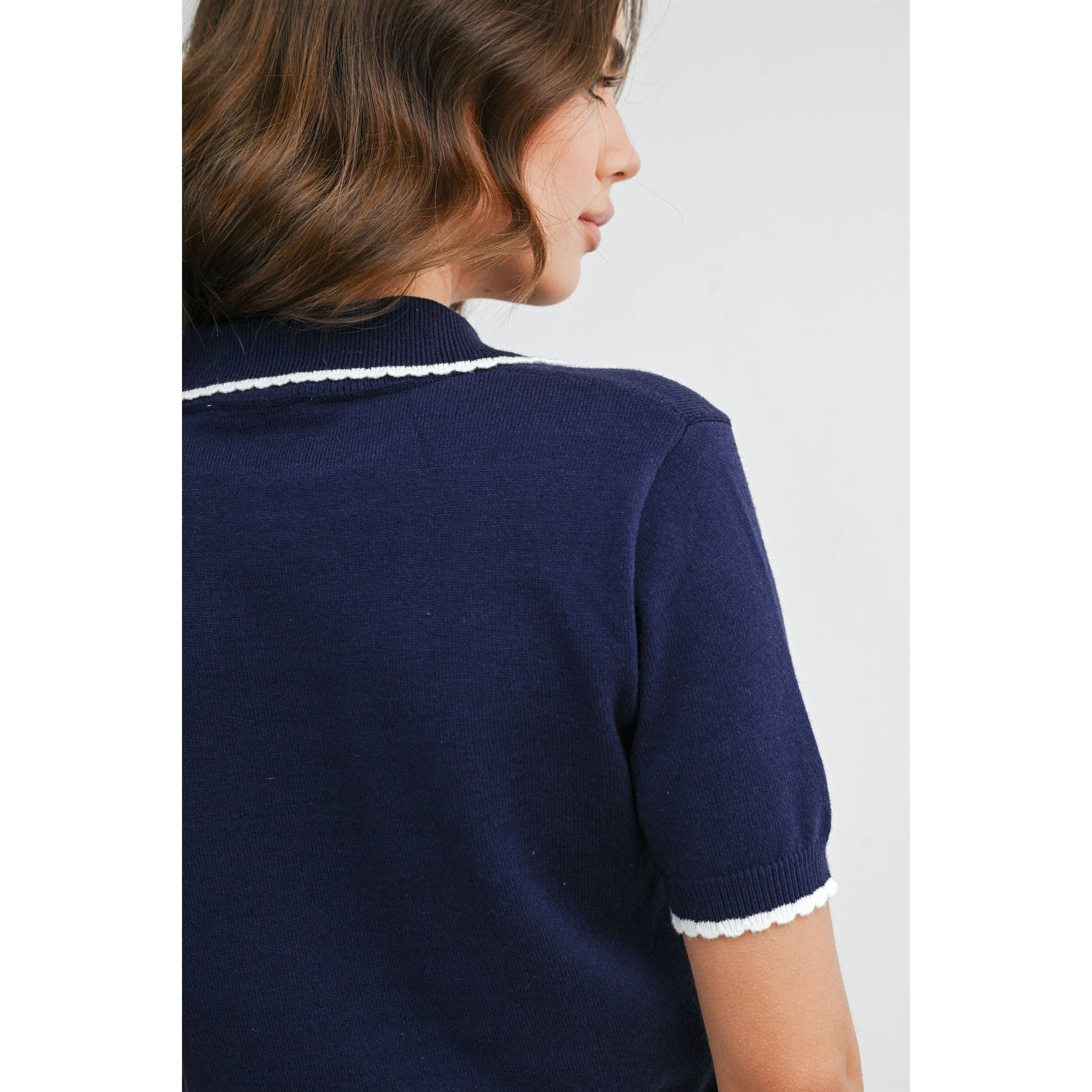 The Maeve Scalloped Trim Knit Polo