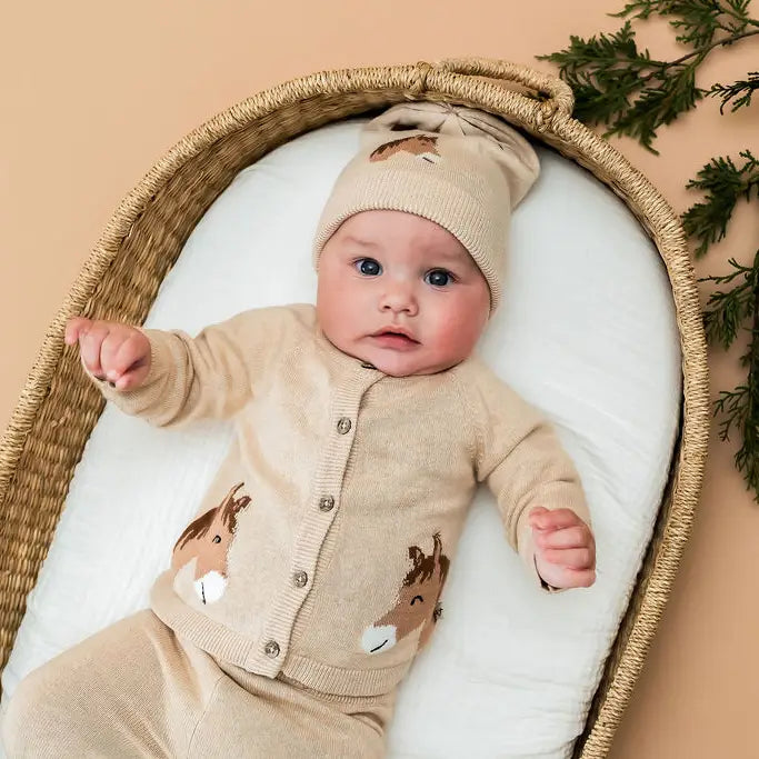 Horse Jacquard Sweater Knit Cardigan