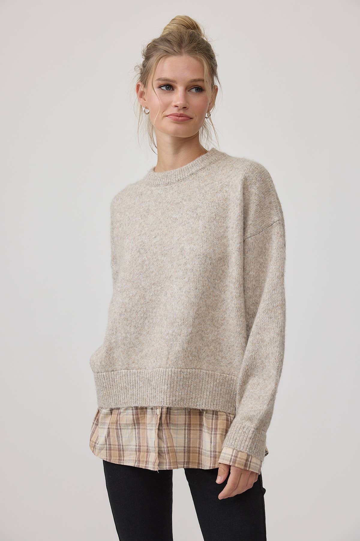 The Lorelai Layered Plaid Knit Sweater