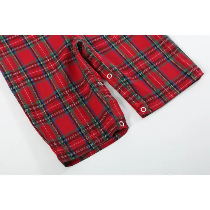Red and Green Christmas Plaid Smocked Overalls