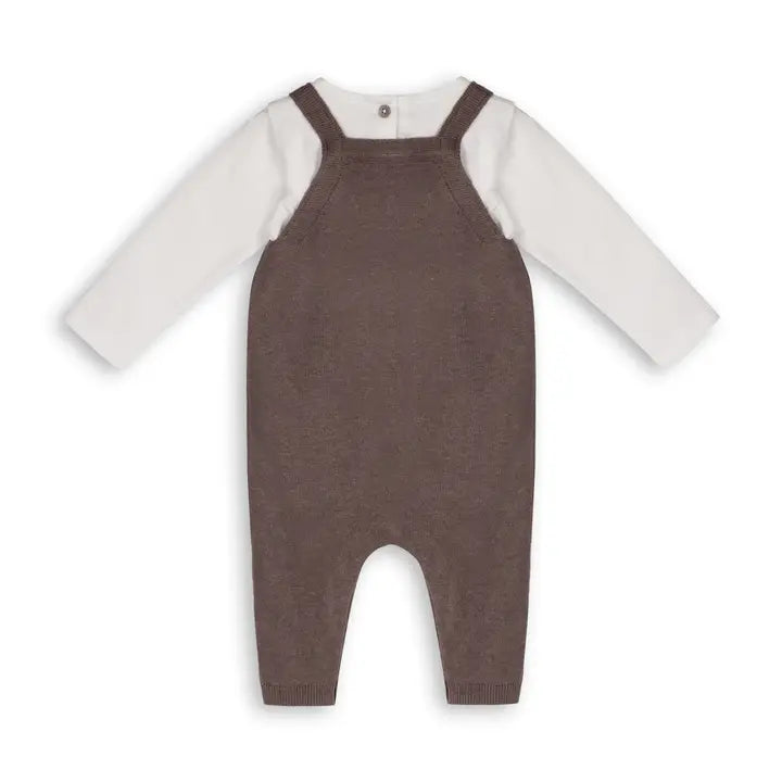 Bear Sweater Knit Overall & Bodysuit Set