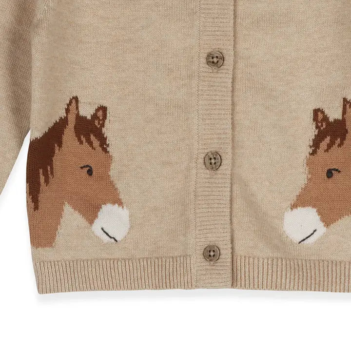 Horse Jacquard Sweater Knit Cardigan