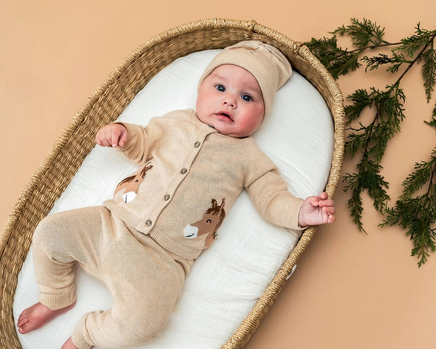 Horse Jacquard Sweater Knit Cardigan