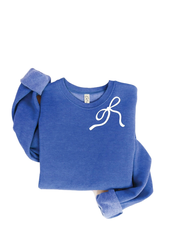 Blue sweatshirt with a white logo on a white background
