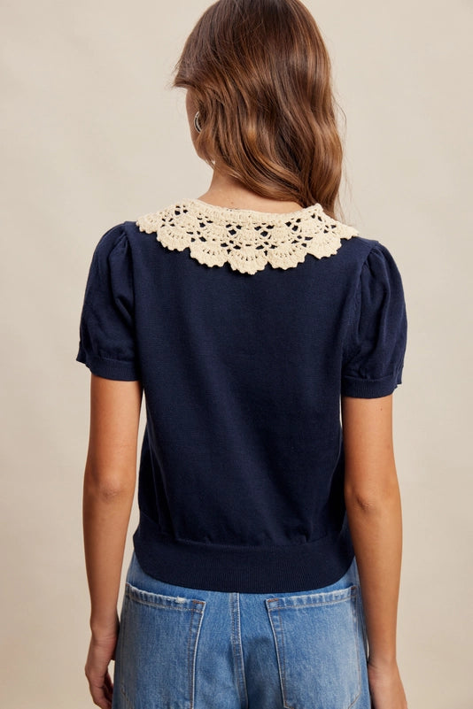 The Gracie Crochet Collar Top
