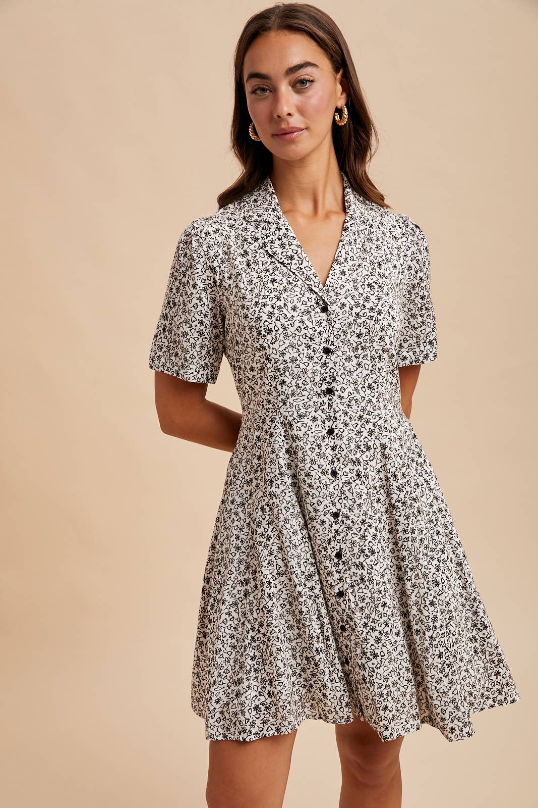 The Kitty Collared Button Down Mini Dress