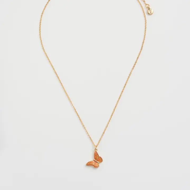 Orange Butterfly Necklace