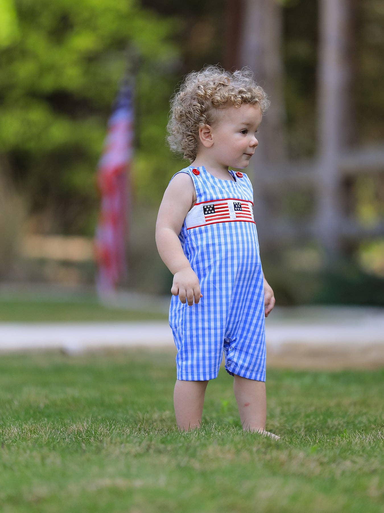 Boys Embroidered Flag Romper