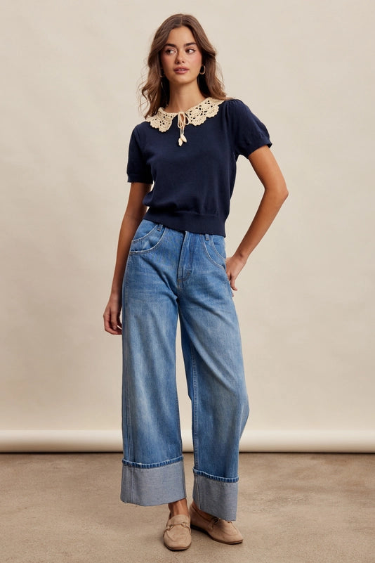 The Gracie Crochet Collar Top