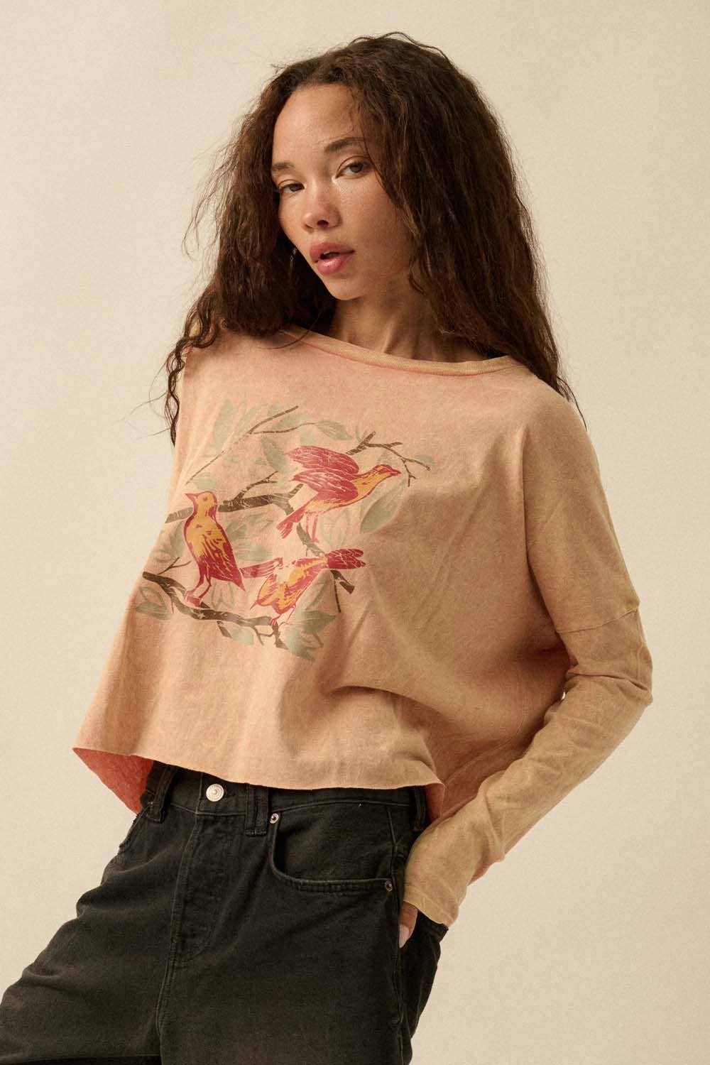 Perched Birds Cropped Tee
