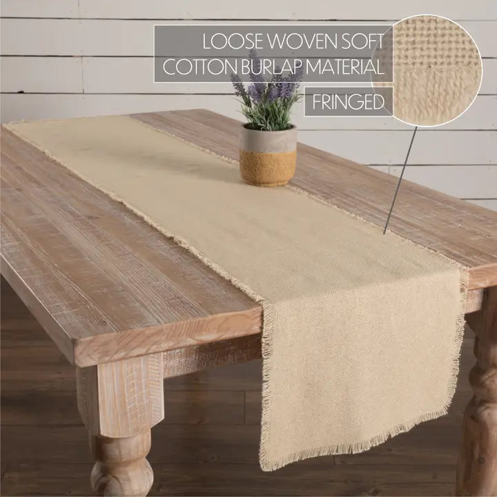 Burlap Fringed Vintage Runner