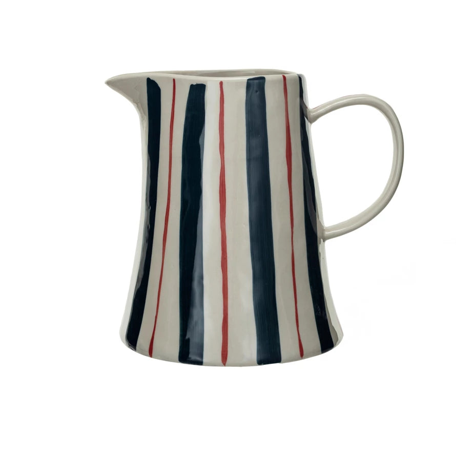 Red and Blue Striped Pitcher