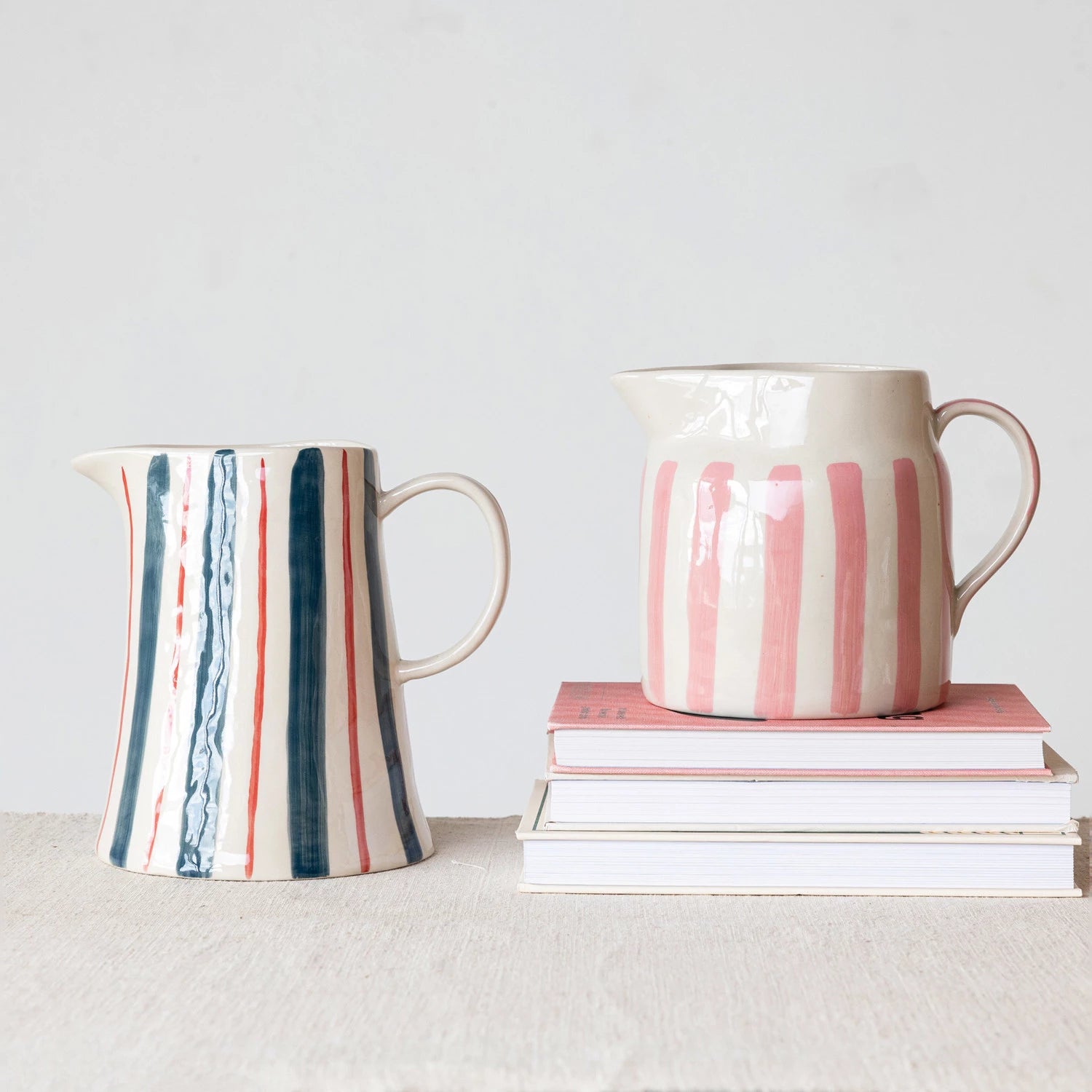 Red and Blue Striped Pitcher