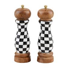 Checked Salt Pepper Grinders Set