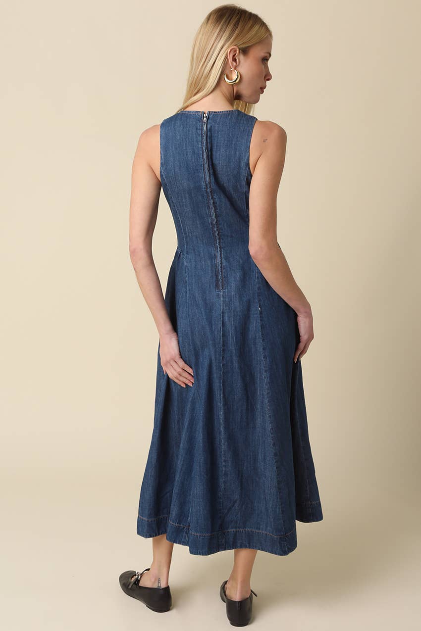 The Laci Denim Maxi Dress
