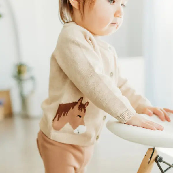 Horse Jacquard Sweater Knit Cardigan