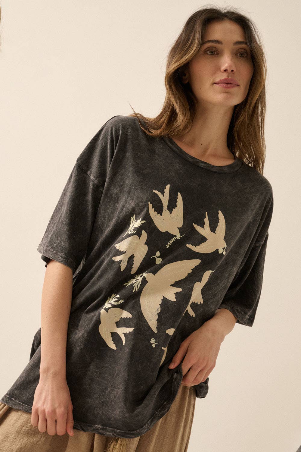 Birds Oversized Graphic Tee