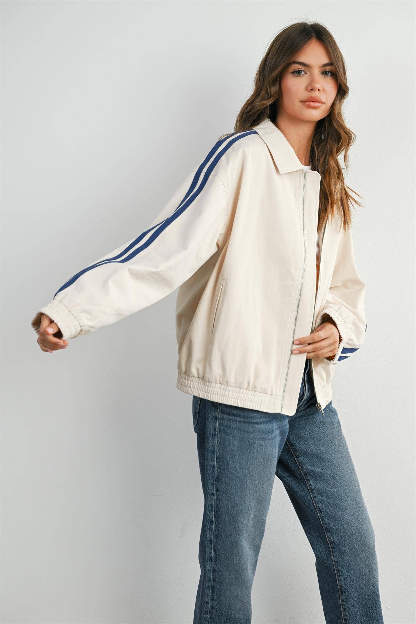 The Steve Striped  Zip-Up Jacket