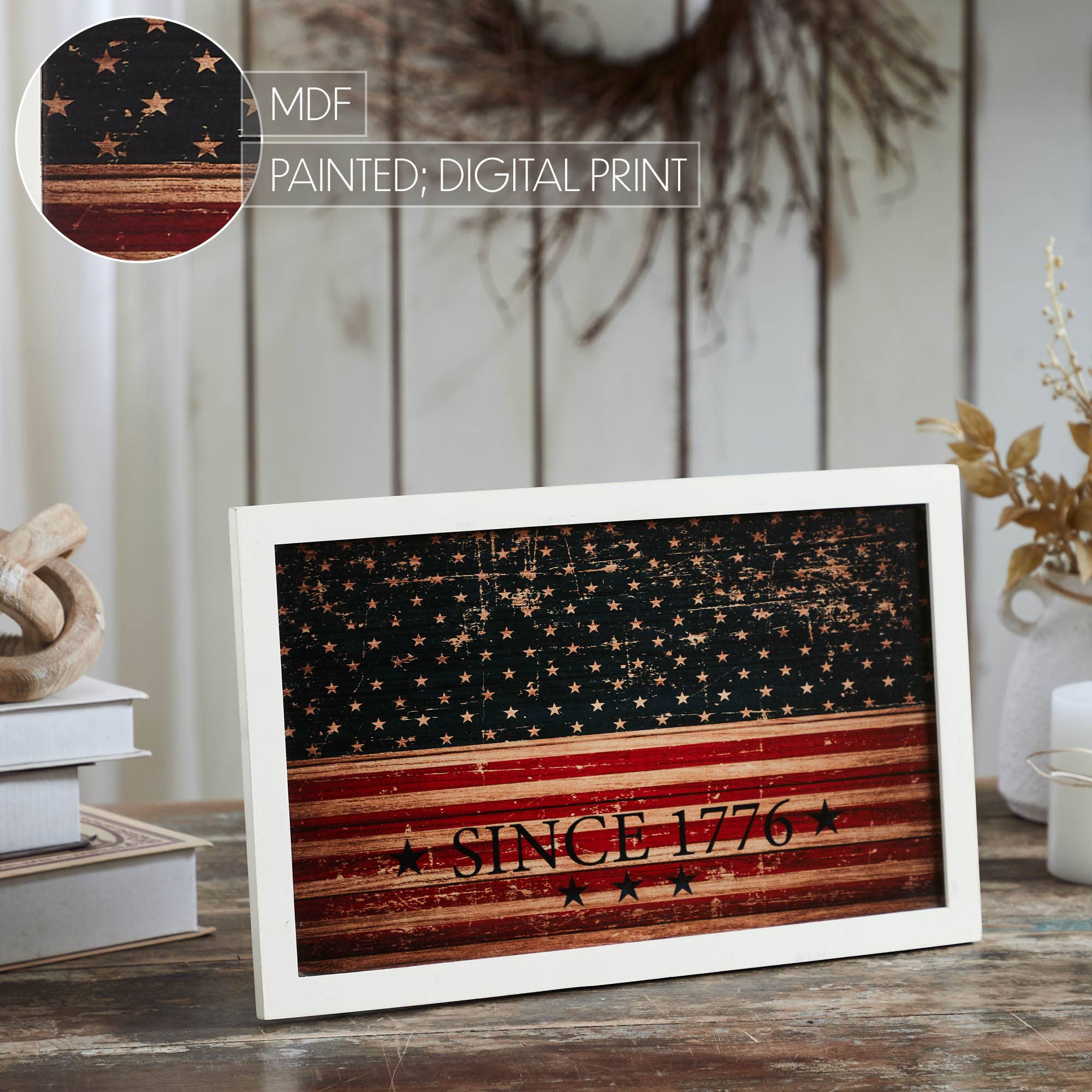 1776 Vintage American Flag Wall Sign