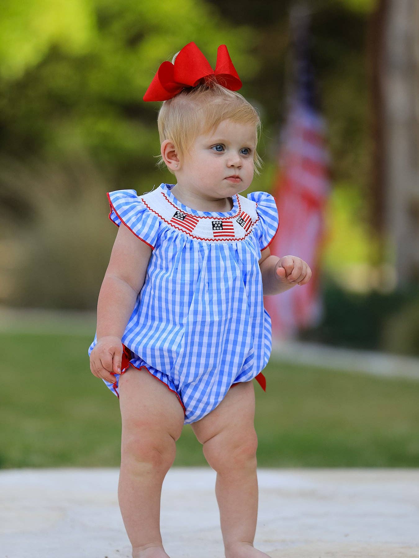 Girls Embroidered Flag Romper