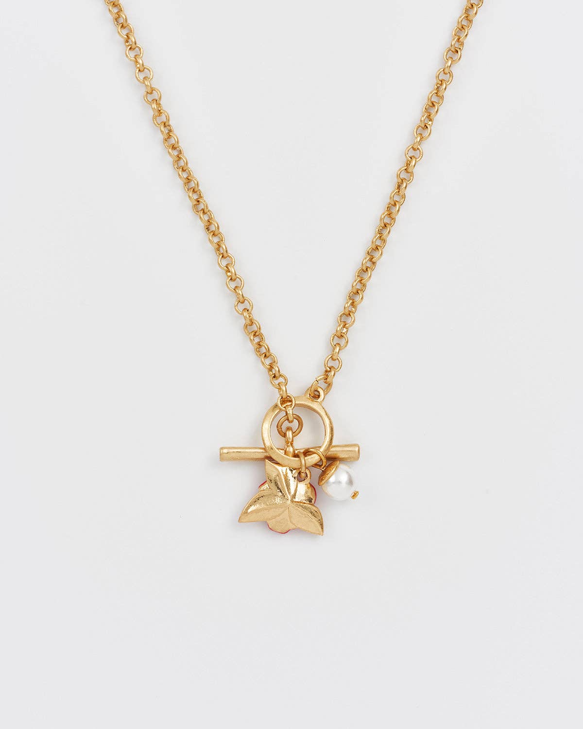 English Rose Pearl Gold Chain Necklace