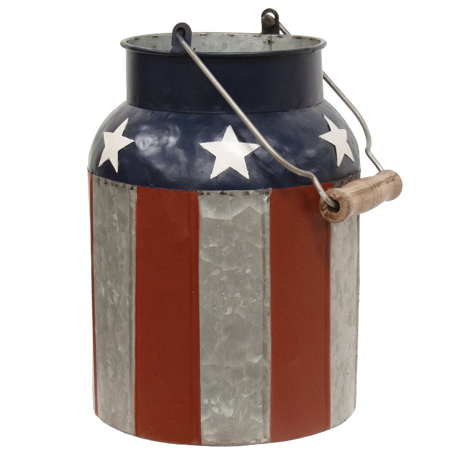 Patriotic Metal Milk Can with Handle