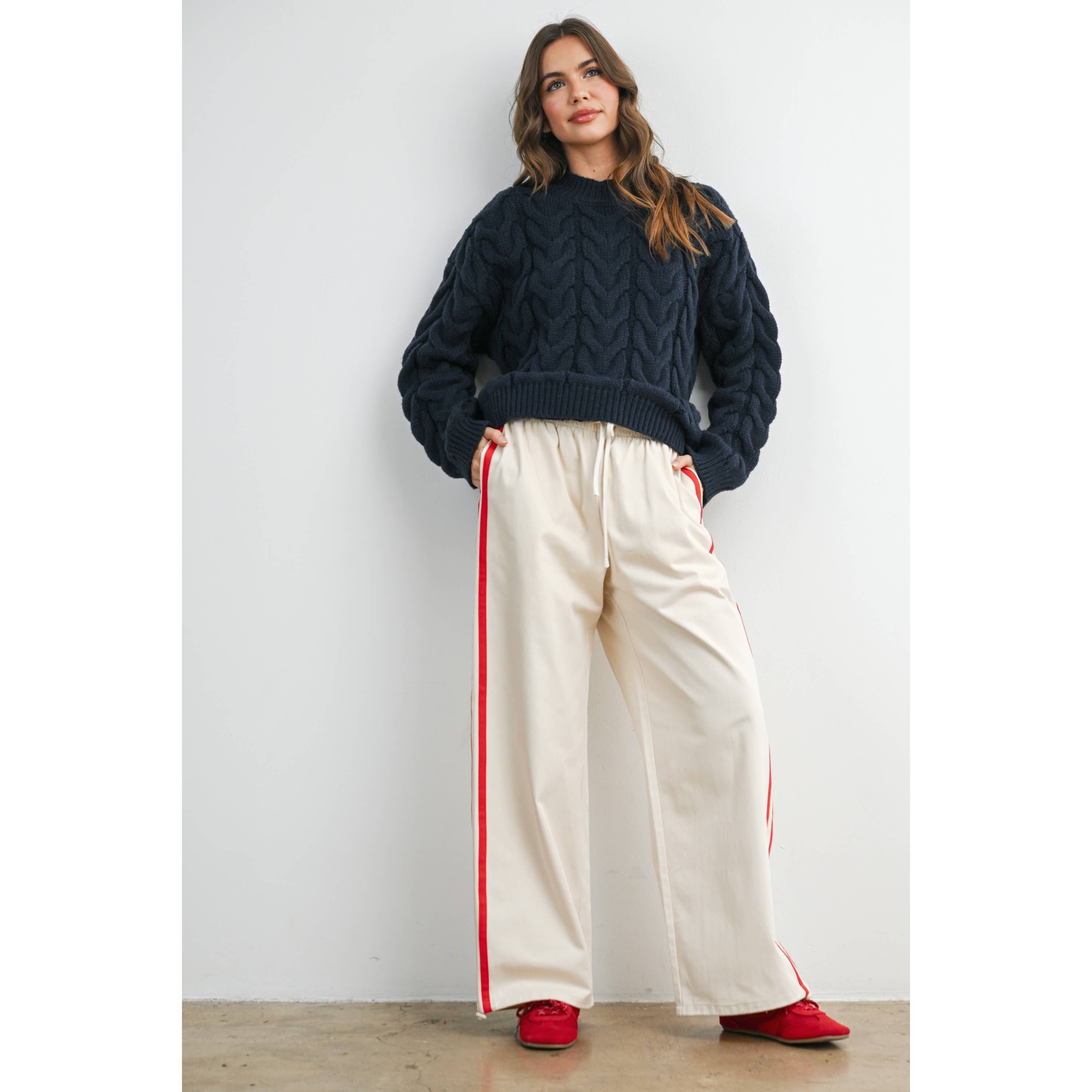 The Boone Striped Wide Leg Track Pants