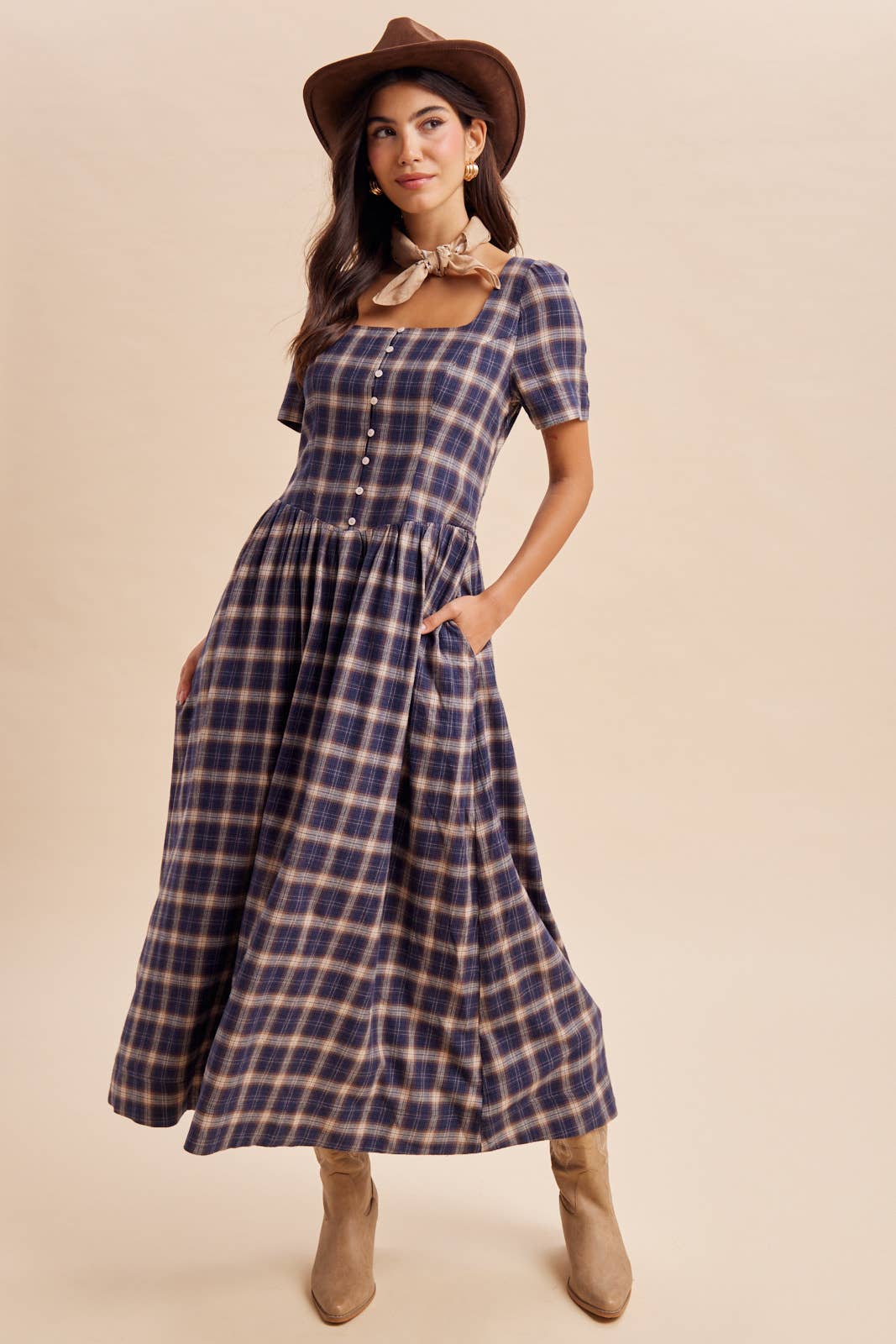 The Claire Tartan Maxi Dress