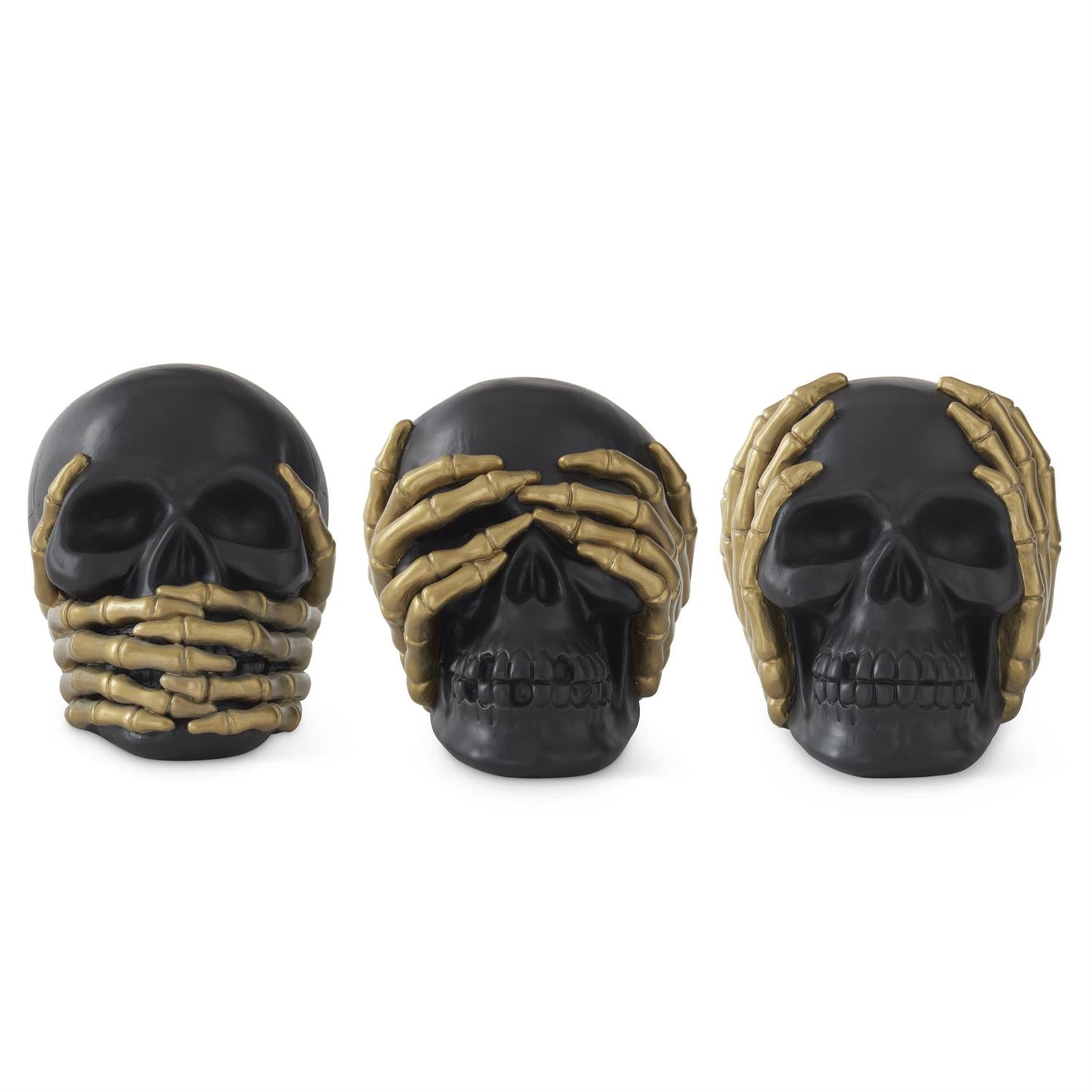 Black & Gold See Hear Speak No Evil Skull
