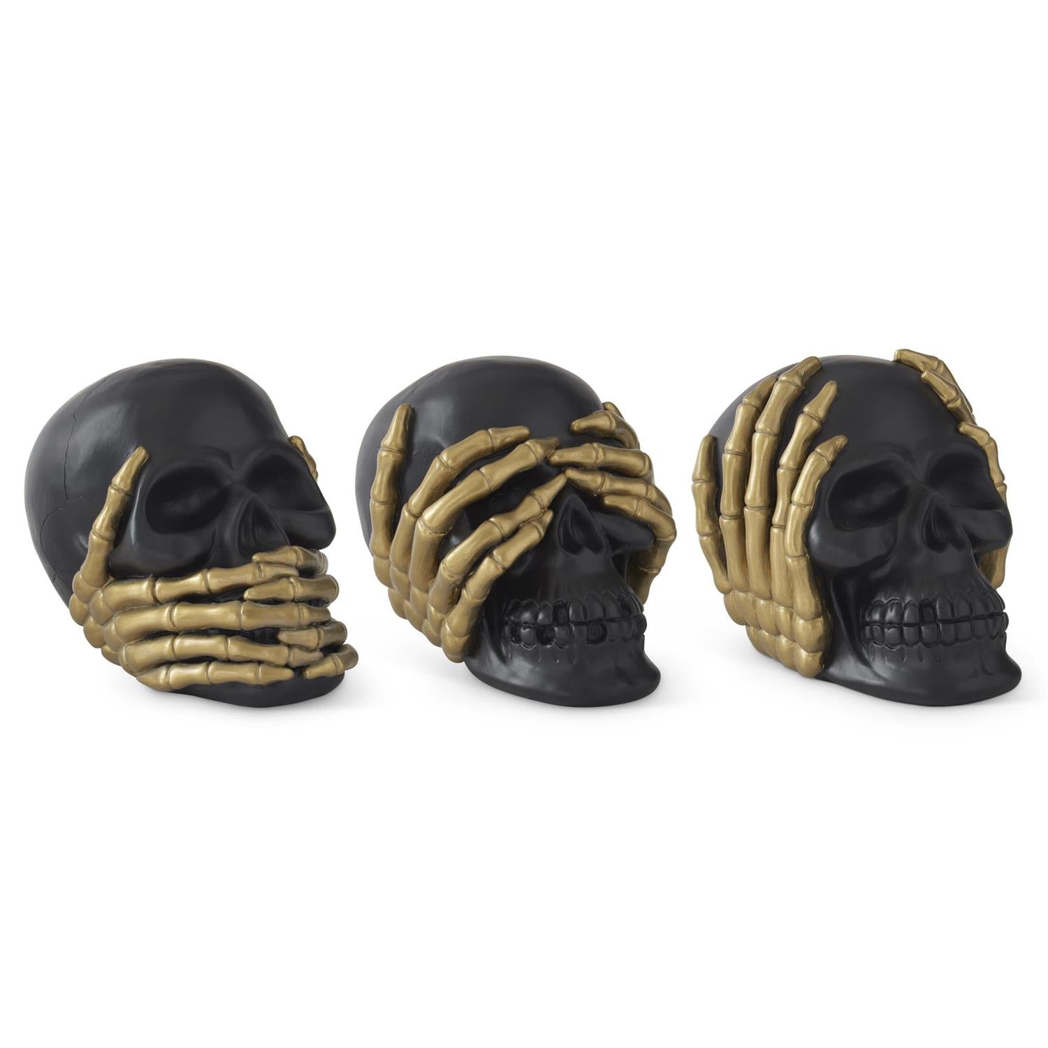 Black & Gold See Hear Speak No Evil Skull
