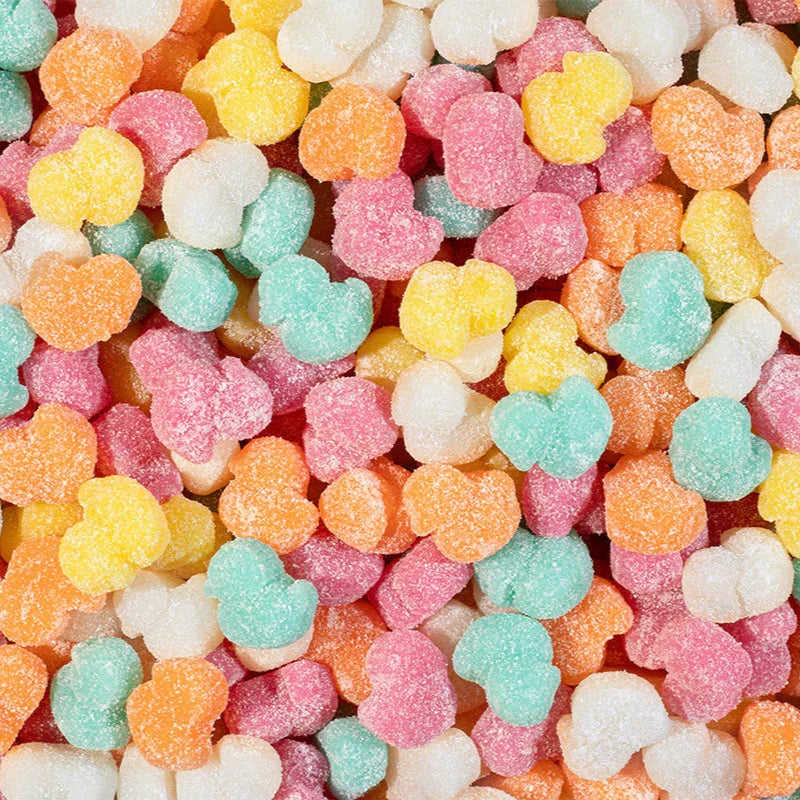 Product shoot of gummy sour chicks candy. 
