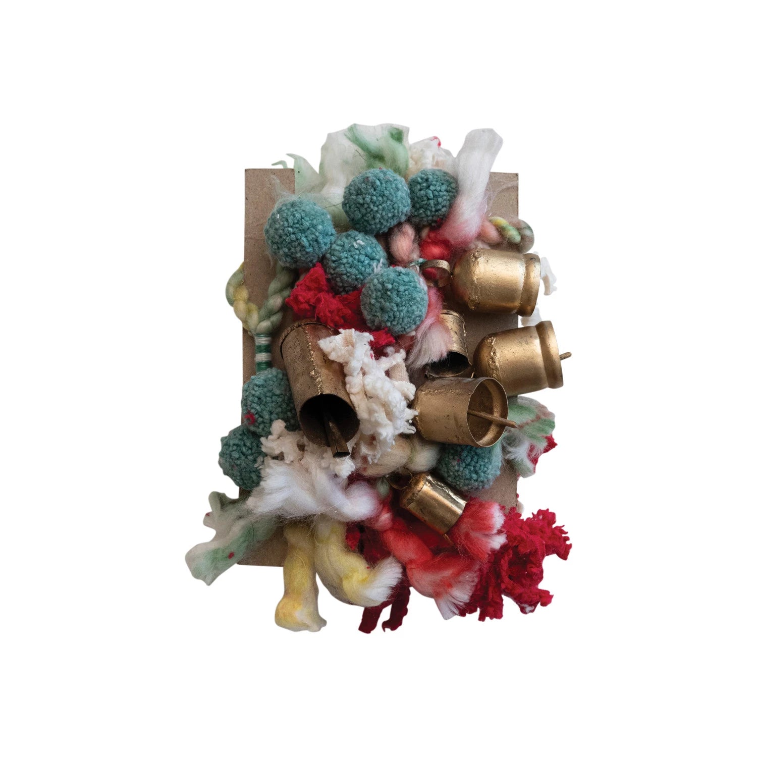 Handmade Wool & Cotton Blend Garland with Pom Poms & Bells
