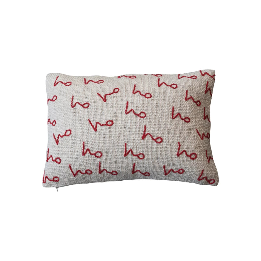 Ho Ho Ho Embroidery Lumbar Pillow