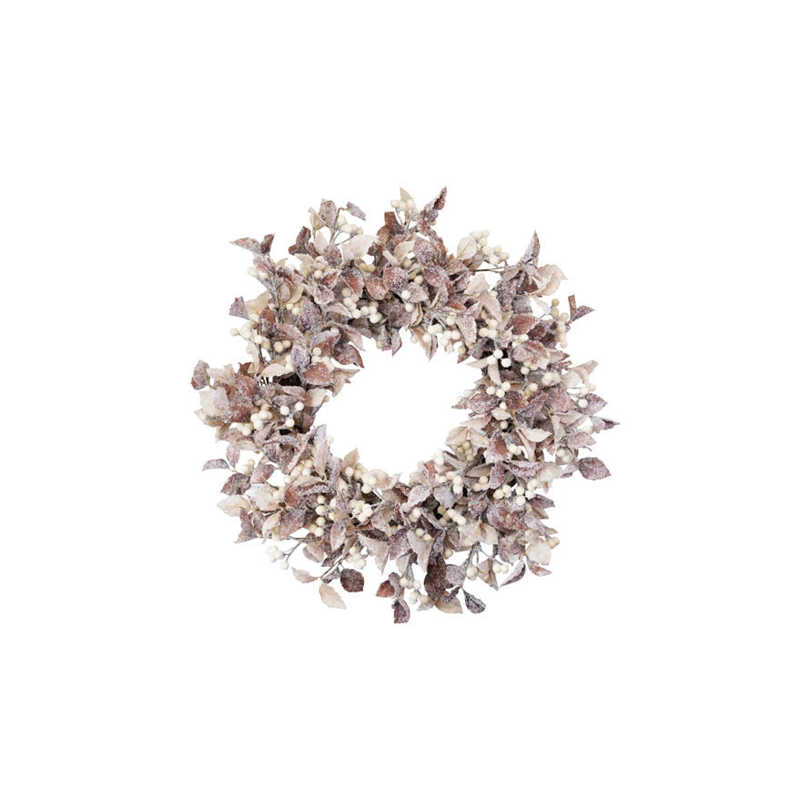 Faux Wreath with Berries and Snow Finish