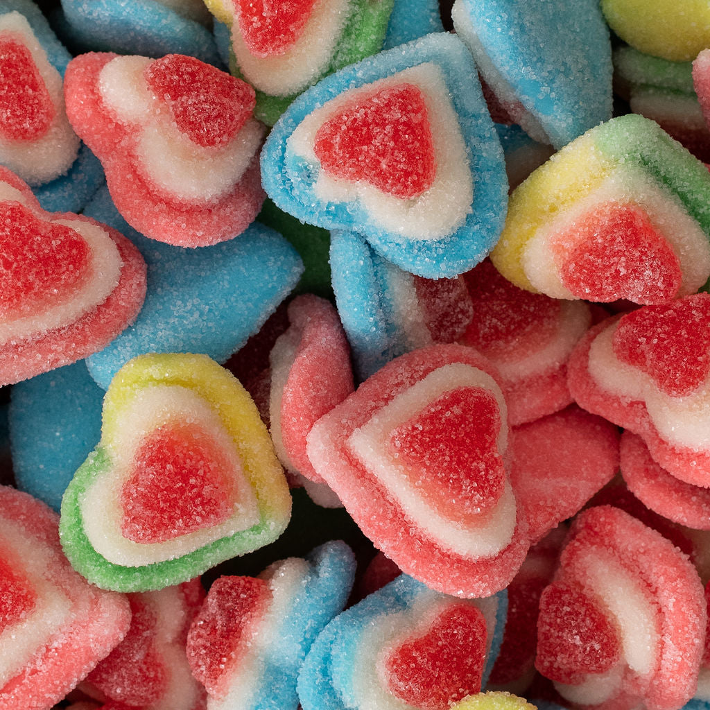 Hear gummy marshmallow candy with sugared details 